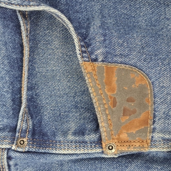 Y2K Riggs Workwear by Wrangler dura smiled Med wash loose fit tapered jeans42/32 - Picture 7 of 9